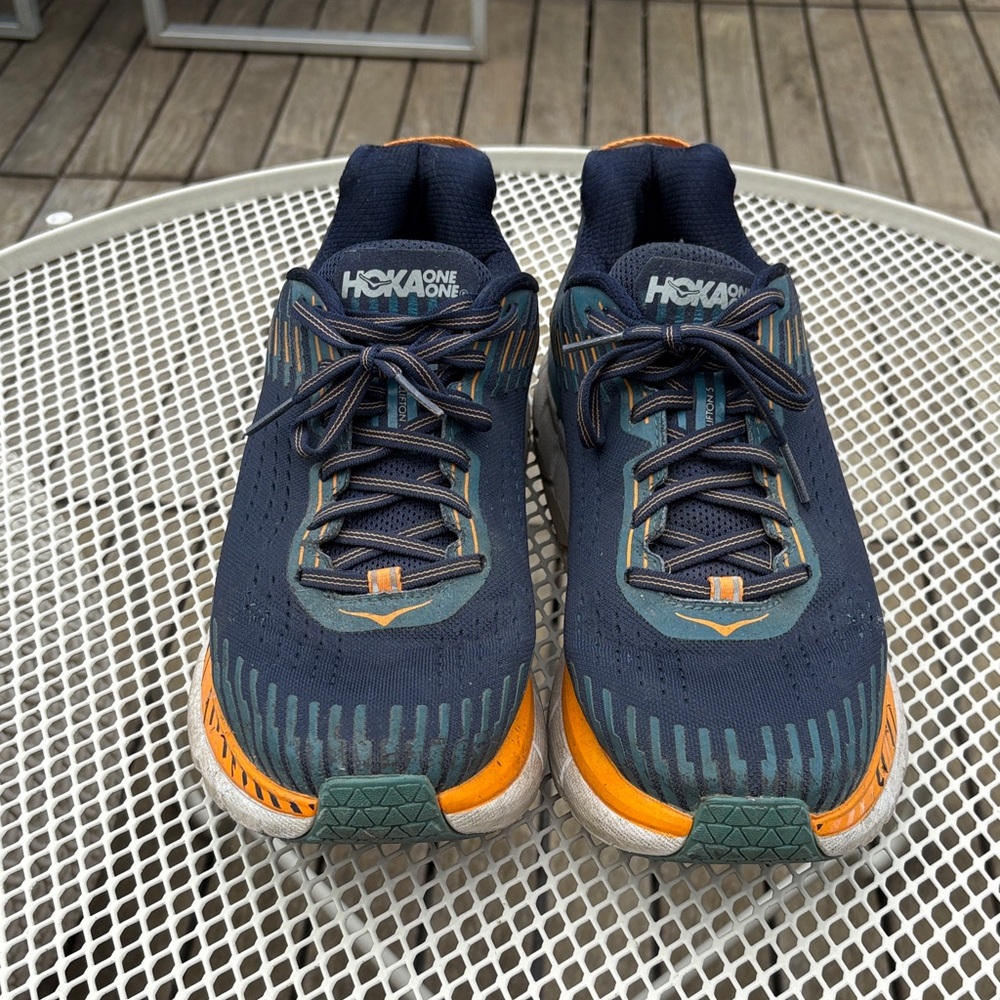 Hoka One One Men's Blue and Orange Athletic Shoes